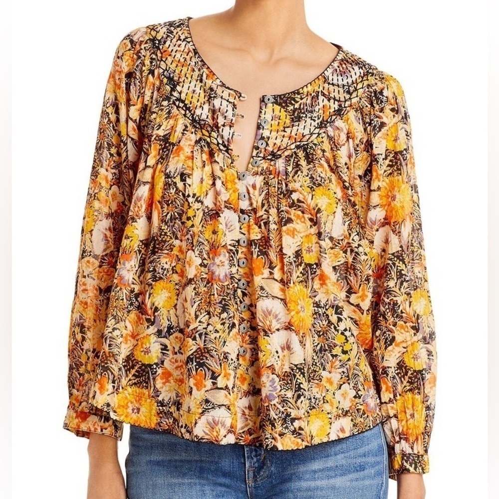 We The Free Free People Patterned Boho Top sz S